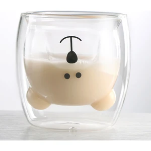 Mj Glass Ayıcıklı Çift Cidarlı Tasarım Cam Bardak 250 ml - Hediyelik Çift Cidarlı Ayıcık Bardak