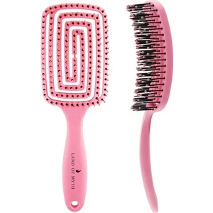 Land Of Myth - LOM1272 Üç Boyutlu Esnek Saç Açma ve Tarama Fırçası, Flexible Pro Brush (Pembe)