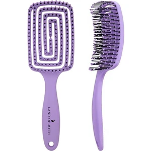 Land Of Myth - LOM1273 Üç Boyutlu Esnek Saç Açma ve Tarama Fırçası, Flexible Pro Brush (Lila)