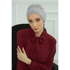 Aisha's Design Pileli Aerobin Hazır Türban,gri,ht-91