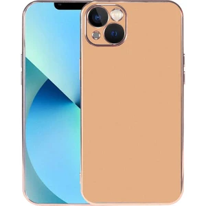 Case 4U Apple iPhone 13 Kılıf Kamera Korumalı Altın Renkli Kenar Viyana Arka Kapak Altın