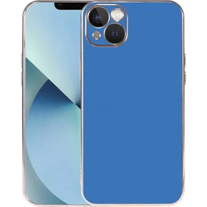 Case 4U Apple iPhone 13 Kılıf Kamera Korumalı Altın Renkli Kenar Viyana Arka Kapak Saks Mavi