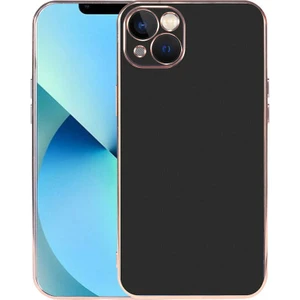 Case 4U Apple iPhone 13 Kılıf Kamera Korumalı Altın Renkli Kenar Viyana Arka Kapak Siyah