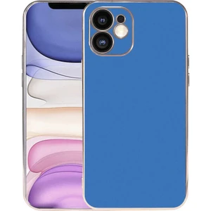 Case 4U Apple iPhone 11 Kılıf Kamera Korumalı Altın Renkli Kenar Viyana Arka Kapak Saks Mavi