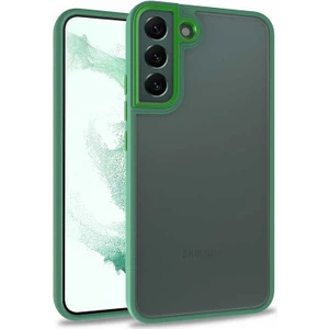 Case 4U Samsung Galaxy S22 Plus Uyumlu Kılıf Kamera Çıkıntılı Arkası Kristal Şeffaf Hassas Tuşlu Renkli Kenarlı Flora Kapak Yeşil