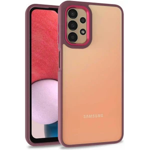 Case 4U Samsung Galaxy A53 5G Uyumlu Kılıf Kamera Çıkıntılı Arkası Kristal Şeffaf Hassas Tuşlu Renkli Kenarlı Flora Kapak Kırmızı
