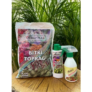 Bitki Toprağı Perlit Karışımlı 2,5 Lt Genel Bitki Besini 225 Ml Böcek Giderici 250 Ml