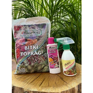 Bitki Toprağı Perlit Karışımlı 2,5 Lt+Çiçek Açtıran Bitki Besini 225 Ml+Böcek Giderici 250 Ml