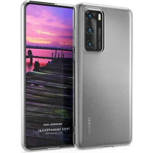 Huawei P40 Kılıf Clear Soft Transparent Şeffaf Ince Silikon + Ekran Koruyucu