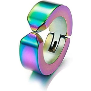 Trend Collection Renkli Deliksiz Kulaklara Küpe Sıkıştırmalı Kıstırmalı Unisex Paslanmaz Çelik Küpe