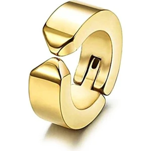 Trend Collection Gold Deliksiz Kulaklara Küpe Sıkıştırmalı Kıstırmalı Unisex Paslanmaz Çelik Küpe