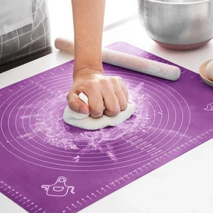 Büyük Boy 45X65 cm Silikon Hamur Açma Matı ve Hamur Kesme Spatula Seti