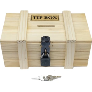 Boyasız Verniksiz Çam Ağacından Ahşap Kilitli Tip Box Bahşiş  Kutusu 1 Adet