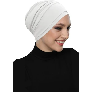 Fidan Bone Çift Katlı Astarlı Krem Hazır Türban Tesettür Dış ve Havuz Bonesi