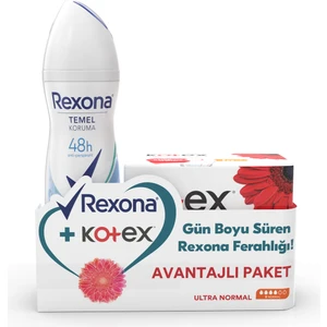 Temel Koruma Kadın Sprey Deodorant Shower Fresh 150 ml + Kotex Hijyenik Ped Ultra Normal 8'li