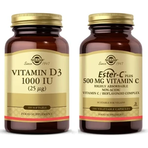 Vitamin D3 1000 Iu 100 Tablet+Solgar Ester-C 500 Mg 100 Kapsül