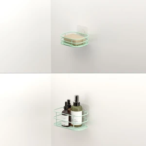 Teknotel Yapışkanlı 2 Adet Banyo&mutfak Rafı Yeşil Grena Seri Set ST120-1