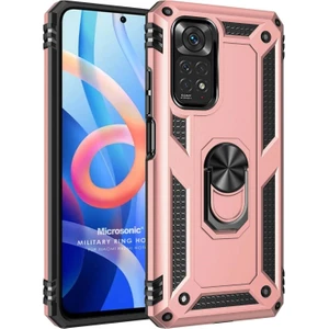 Xiaomi Note 11S Kılıf Military Ring Holder Rose Gold