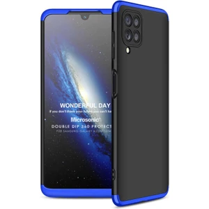 Samsung Galaxy A22 Kılıf Double Dip 360 Protective Siyah Mavi