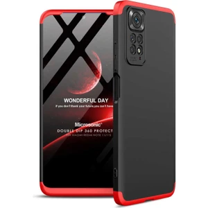 Xiaomi Redmi Note 11S Kılıf Double Dip 360 Protective Siyah Kırmızı