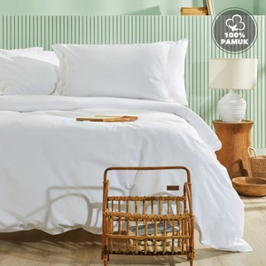 Bedding Plain Çift Kişilik Ranforce Yıkamalı Nevresim Takımı - Optik Beyaz