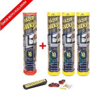 Hazır Sineklik 3 Pencere + 1 Kapı | 4 Lü Paket