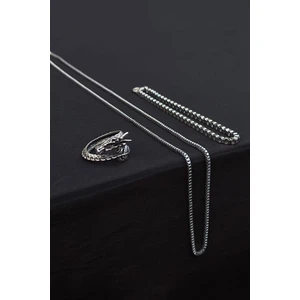 Trend Collection Ejderha Model Ayarlanabilir Gümüş Kaplama Yüzük Küp Bileklik ve Kolye Set