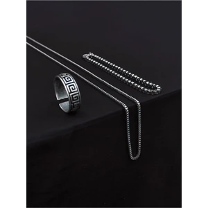 Trend Collection Antik Desen Model Ayarlanabilir Yüzük Küp Bileklik ve Kolye Set