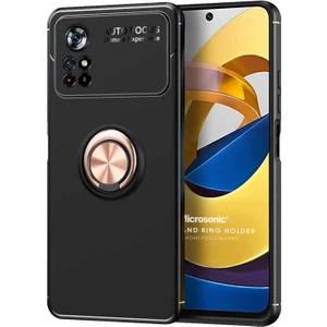 Xiaomi Poco M4 Pro Kılıf Kickstand Ring Holder Siyah Rose