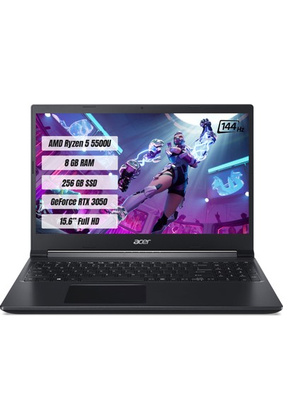 Acer Gaming Aspire 7 A715-42G AMD Ryzen 5 5500U 8GB 256GB SSD RTX3050 Freedos 15.6" FHD 144Hz Taşınabilir Bilgisayar NH.QE5EY.006