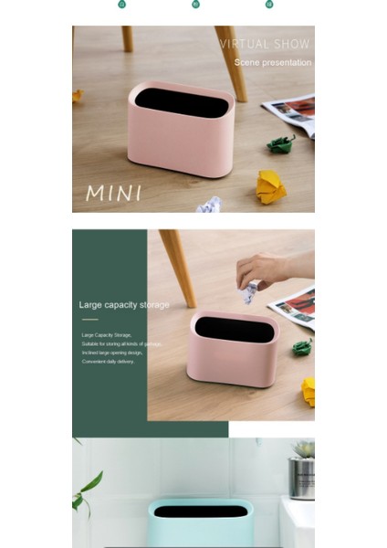 Masaüstü Mini Çöp Kutusu Oval Eğimli (Yurt Dışından)