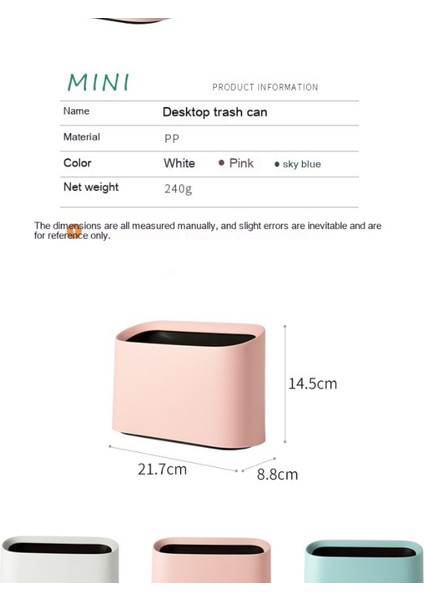 Masaüstü Mini Çöp Kutusu Oval Eğimli (Yurt Dışından)