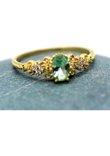 Altın Yüzük - Carla Green Topaz Evlilik Teklifi Yüzüğü-Vintage Green Topaz Hediye 14 Ayar Altın Yüzük-Green Topaz Tria 14 Altın Kadın Yüzük-Minimal Green Topaz Altın Yüzük fırsatları