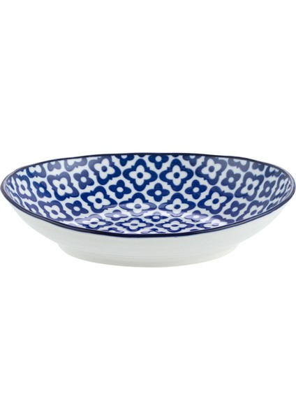 Rêve Bleu Tuyau Oval Tabak - Mavi - 19,5X16,5 cm