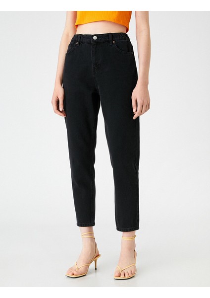 Beli Lastikli Rahat Kesim Yüksek Bel Dar Paça Kot Pantolon- Baggy Jean modelleri