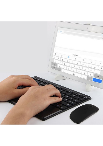 iPad Pro 12.9 2021 5.nesil Bluetooth Touchpad Klavye 28 cm (Tr Sticker)+Mouse+Stand AL2757