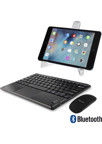 iPad Pro 12.9 2021 5.nesil Bluetooth Touchpad Klavye 28 cm (Tr Sticker)+Mouse+Stand AL2757
