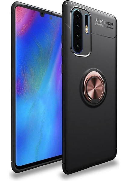 Huawei P30 Pro Kılıf Silikon Ravel Soft Yüzüklü Standlı+Nano Cam