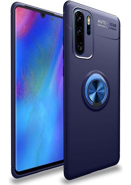 Huawei P30 Pro Kılıf Silikon Ravel Soft Yüzüklü Standlı+Nano Cam