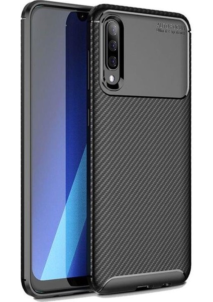 Samsung Galaxy A70 Kılıf Silikon Negro Karbon Darbe Emici + Kırılmayan Nano Cam