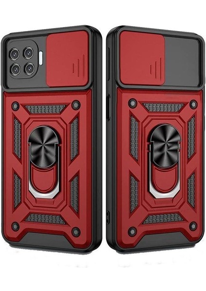 Oppo Reno 4 Lite Kılıf Yüzüklü Standlı Kamera Korumalı