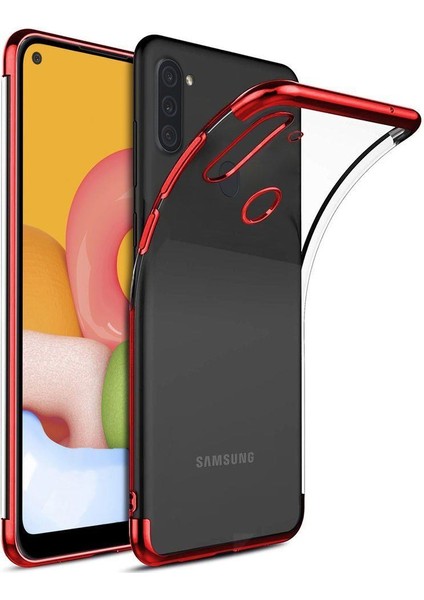 Samsung Galaxy A11 Kılıf Silikon Dört Köşe Lazer