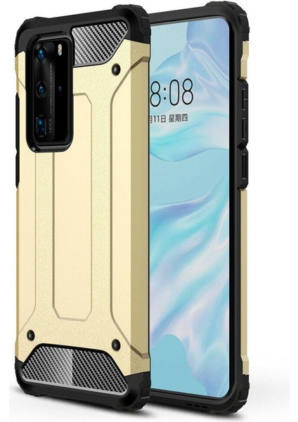 Huawei P40 Pro Kılıf Çift Katmanlı Tank Darbe Korumalı + Nano Pet Ekran Koruyucu