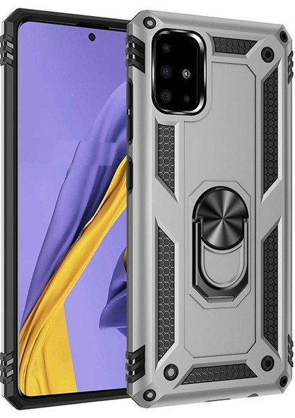 Samsung Galaxy A51 Kılıf Vega Yüzüklü Standlı Silikon + Nano Cam