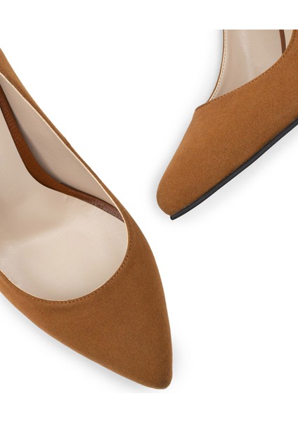 Taba Rengi Süet Kadın Stiletto