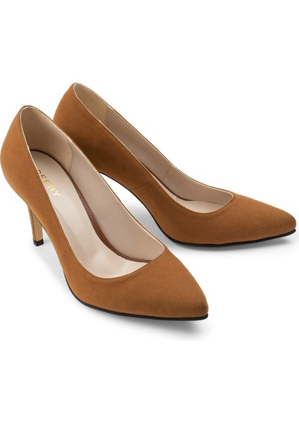 Taba Rengi Süet Kadın Stiletto