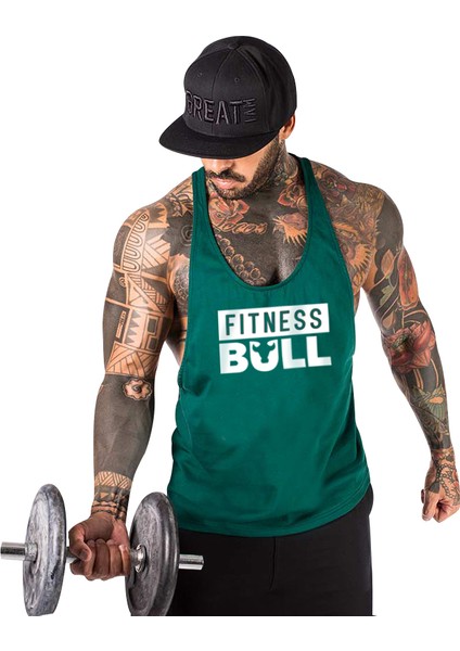 Fitness Bull Gym Tank Top Sporcu Atleti Yeşil