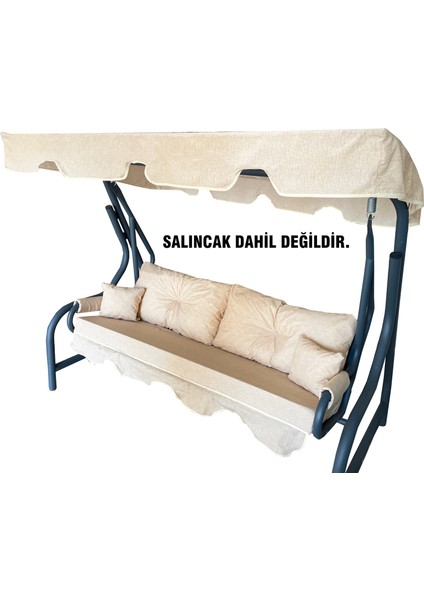 3 Kişilik Lüks Vip Düğmeli Salıncak Minderi Cappuccino Bahçe Minderi