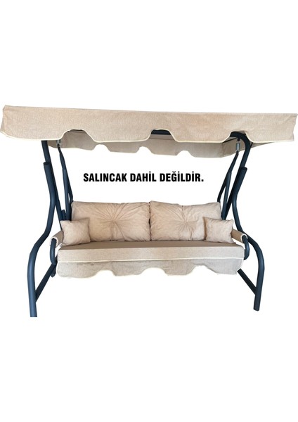 3 Kişilik Luxury Vip Salıncak Minderi Düğmeli-Süngerli Bahçe Minderi Cappuccino