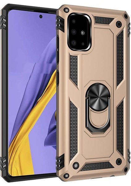 Samsung Galaxy A51 Kılıf Vega Yüzüklü Standlı Silikon + Nano Cam
